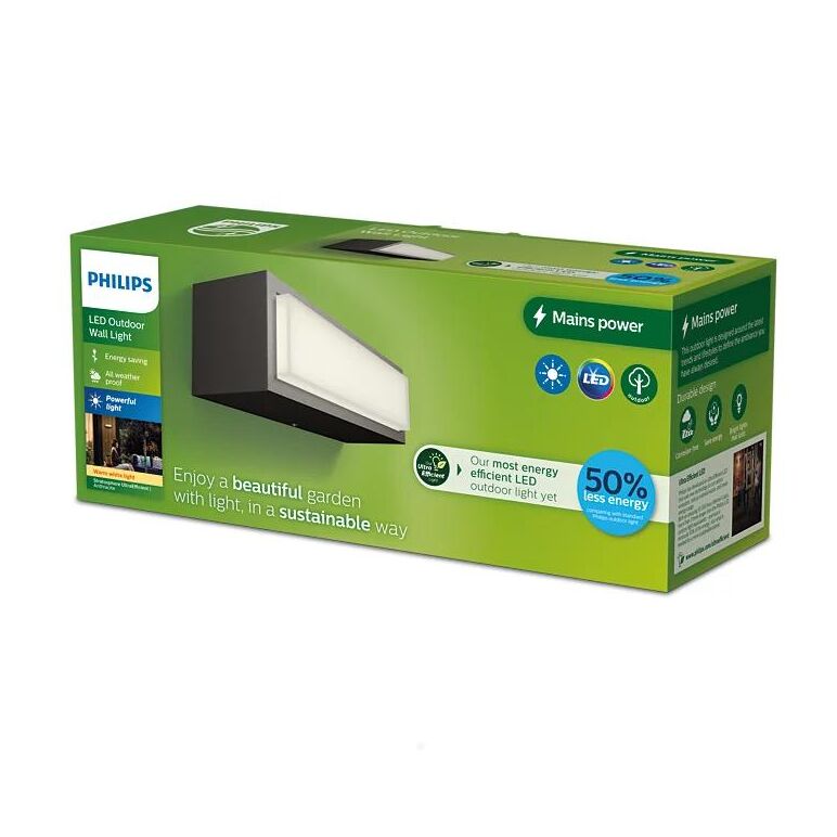 Aplica led pentru exterior philips stratosphere, 3.8w, 800 lm, lumina calda (2700k), ip44, 203x63x68mm, antracit,  Aplice de exterior | electropc.ro