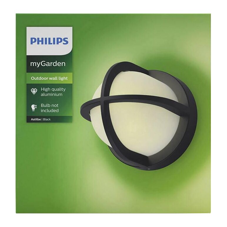 Aplica pentru exterior philips astilbe, 1xe27, max 42w, ip44, 178x175mm, negru,  Aplice de exterior | electropc.ro