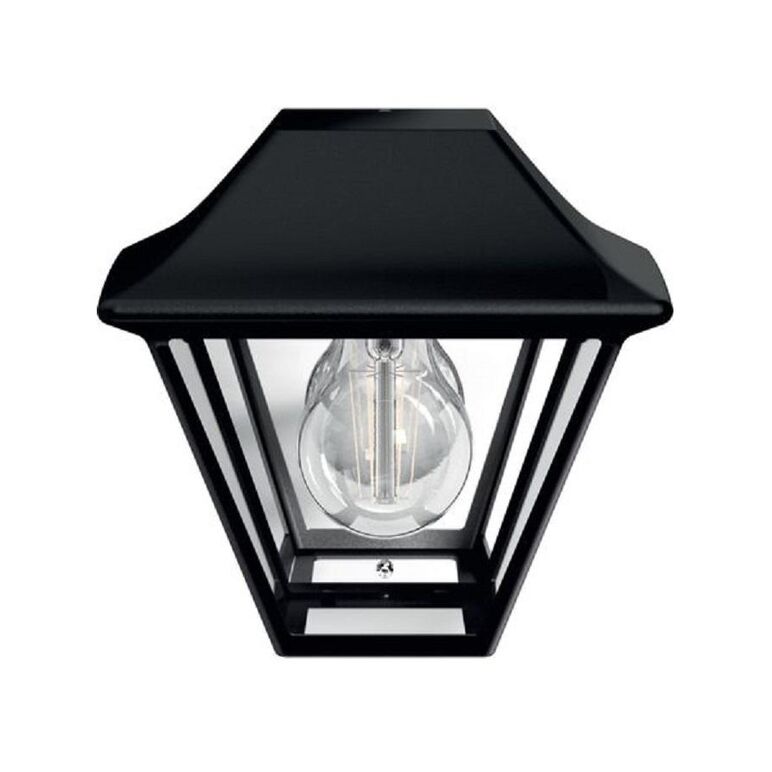 Aplica tip felinar pentru exterior philips alpenglow, 1xe27, max 42w, ip44, 130x181x170mm, negru,  Aplice de exterior | electropc.ro