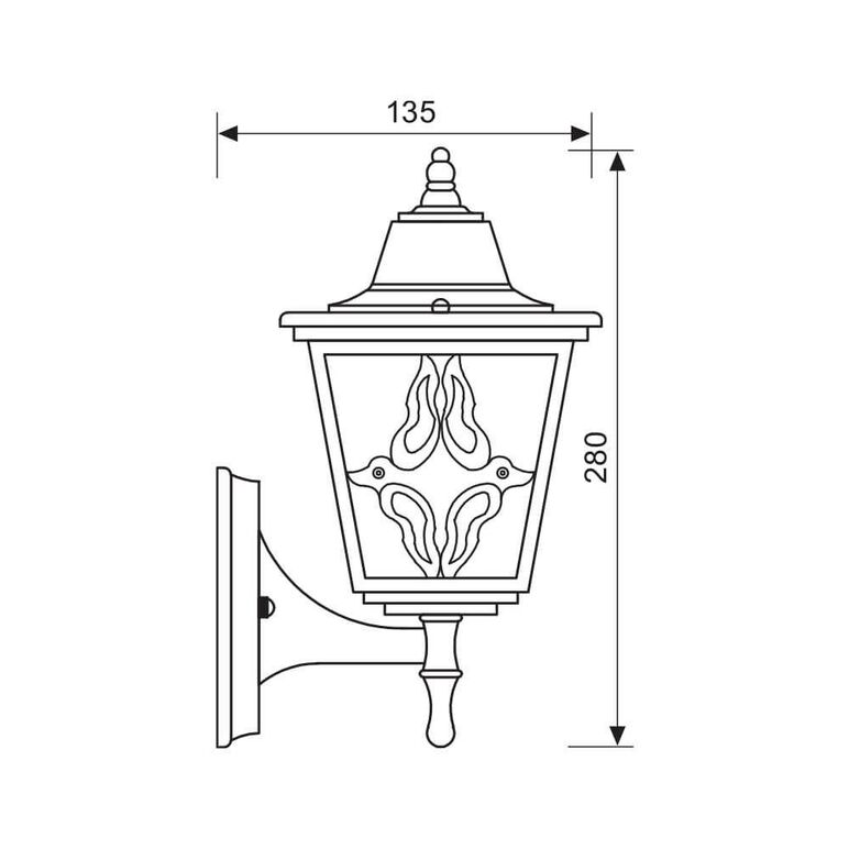 Aplica tip felinar vivalux lyon up, e27, max 1x60w, ip44, 195x135x280mm, auriu, bec neinclus,  Aplice de exterior | electropc.ro