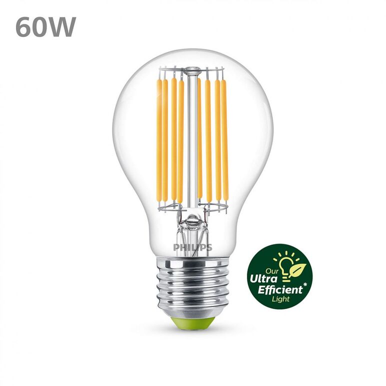 Bec led philips classic a60, ultra efficient light, e27,  4w (60w), 840 lm, lumina calda (3000k),  Becuri si Tuburi LED | electropc.ro