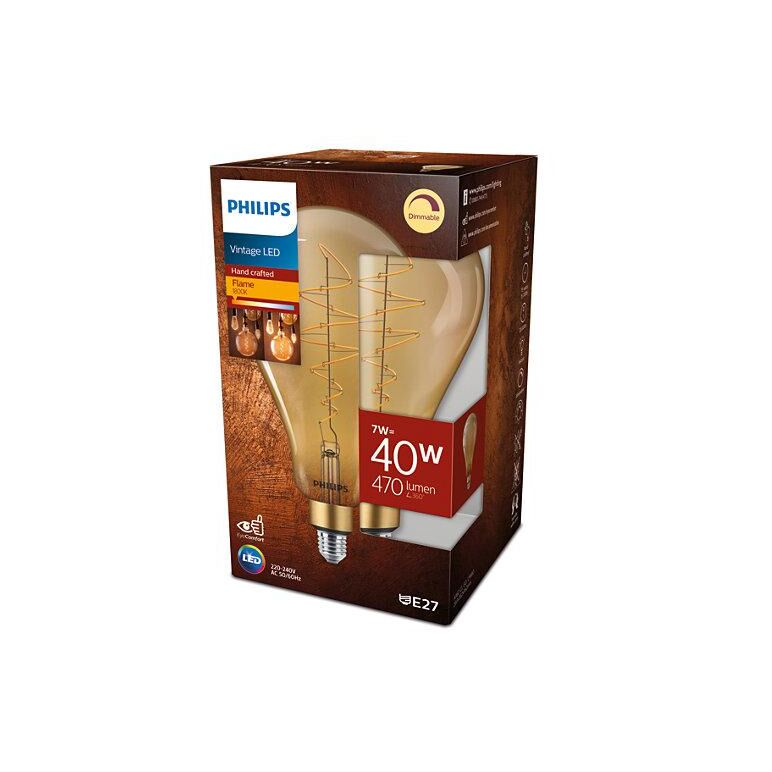 Bec led vintage (decorativ) philips classic gold giant a160, eyecomfort, e27, 7w (40w), 470 lm, lumina calda (1800k), dimabil, cu fillament, 29.3x16.2cm,  Becuri si Tuburi LED | electropc.ro