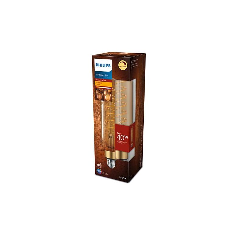 Bec led vintage (decorativ) philips classic gold giant t65, eyecomfort, e27, 7w (40w), 470 lm, lumina calda (1800k), dimabil, cu filament, 27.3x6.6cm,  Becuri si Tuburi LED | electropc.ro
