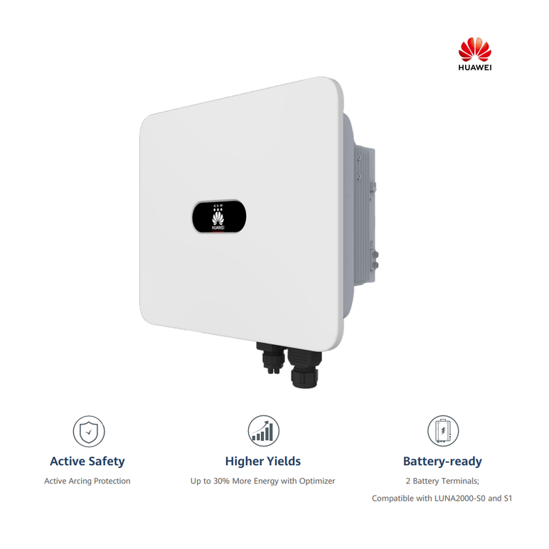 Invertor solar hibrid trifazat huawei sun2000-15k-mb0, max. 16,5kw, 2xmppt, ip66, compatibil cu stocare luna2000,  Invertoare solare trifazate | electropc.ro