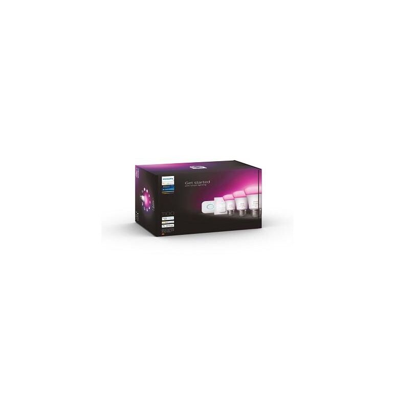 Pachet 3 becuri led rgb inteligente philips hue a60, bluetooth, e27, 9w (75w), 1100 lm, lumina alba si color (2000-6500k) + consola hue bridge + intrerupator cu variator,  Becuri si Tuburi LED | electropc.ro