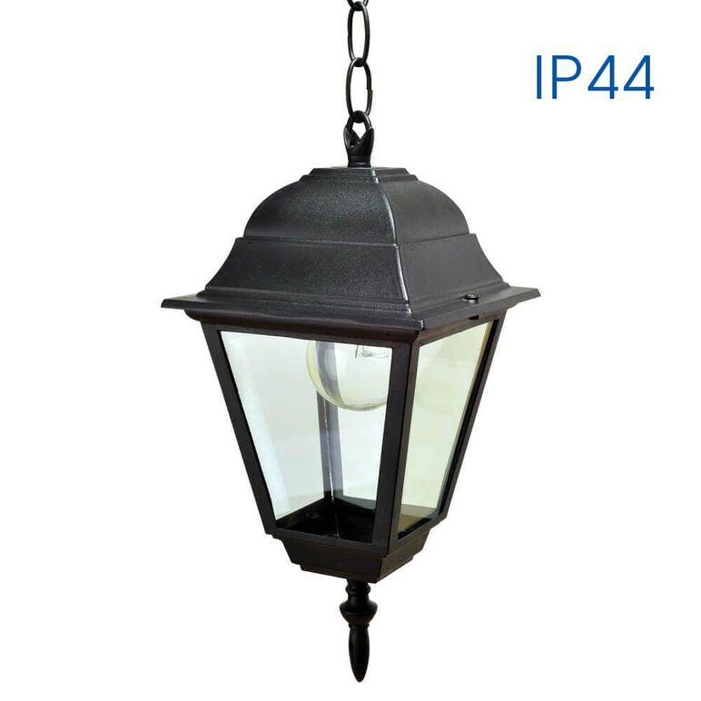 Pendul tip felinar vivalux riga, e27, max 1x60w, ip44, 145x145x1150mm, negru, bec neinclus,  Aplice de exterior | electropc.ro