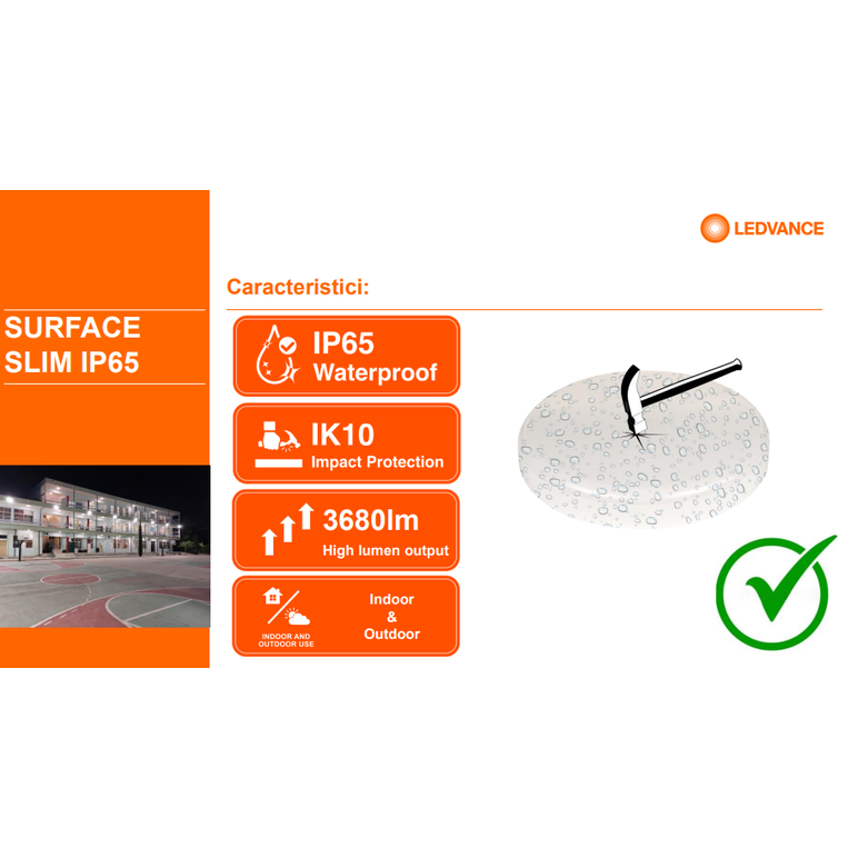 Plafoniera led pentru exterior cu senzor de miscare ledvance surface slim square 350, 35w, 3680 lm, lumina neutra (4000k), ip65/ik10, 350x350x55mm, alb,  Aplice de exterior | electropc.ro