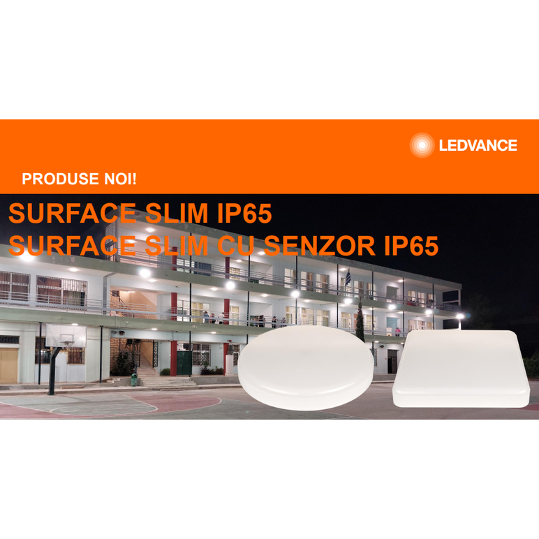 Plafoniera led pentru exterior ledvance surface slim round 350, 35w, 3680 lm, lumina neutra (4000k), ip65/ik10, Ø350x55mm, alb,  Aplice de exterior | electropc.ro