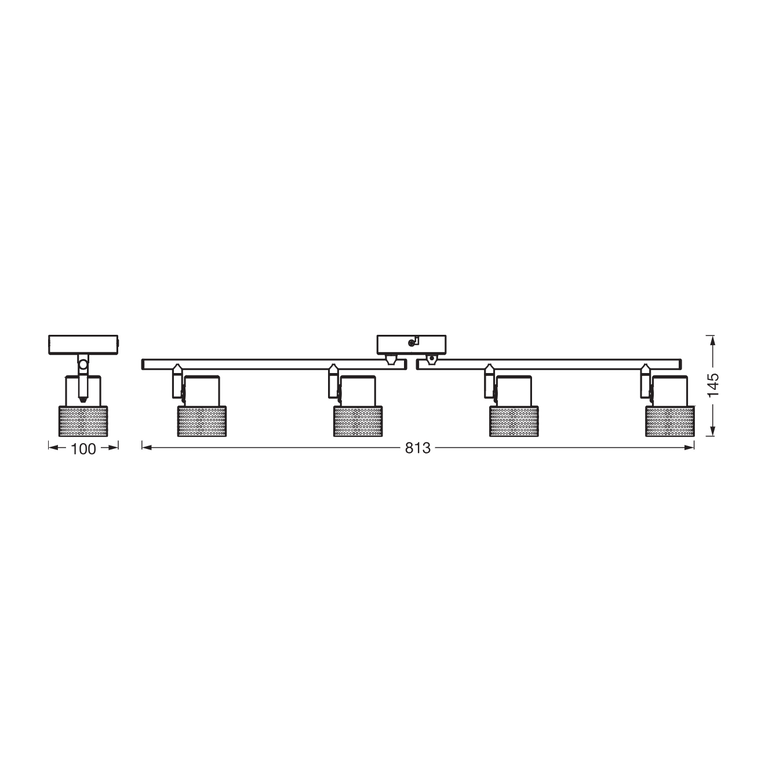 Spot led cvadruplu ajustabil ledvance decor cork, 4xgu10, 4x3.4w, 920 lm, lumina calda (2700k), dimabil, ip20, 813mm, alb, clasa energetica g,  Spoturi aplicate | electropc.ro