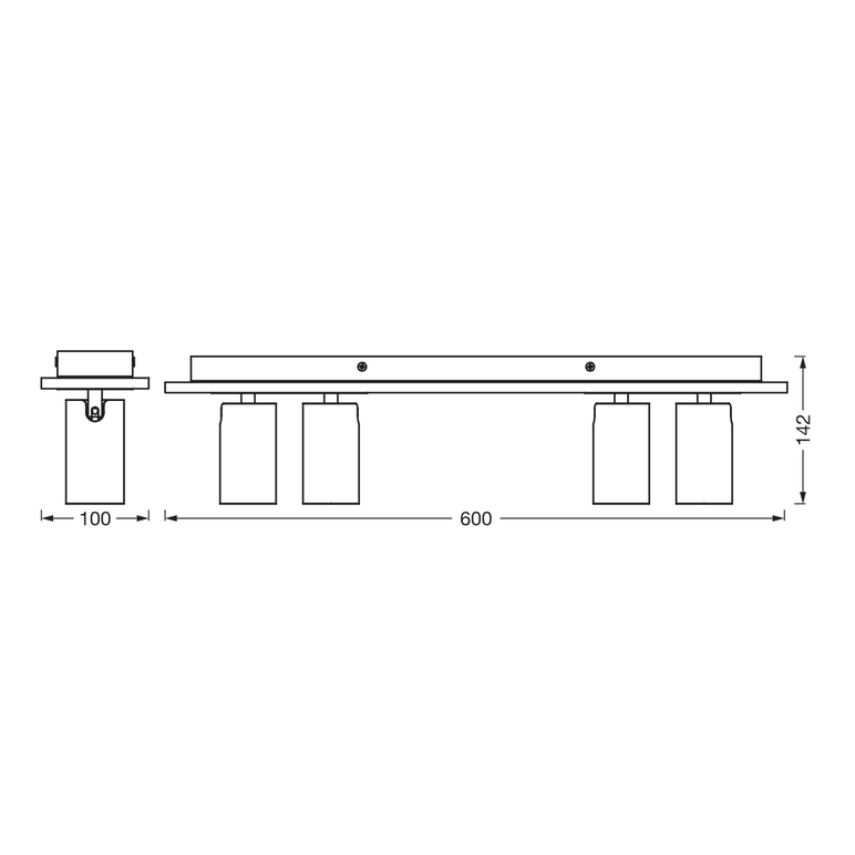 Spot led cvadruplu ajustabil ledvance decor mercury, 4xgu10, 4x3.4w, 920 lm, lumina calda (2700k), dimabil, ip20, 600mm, alb, clasa energetica g,  Spoturi aplicate | electropc.ro