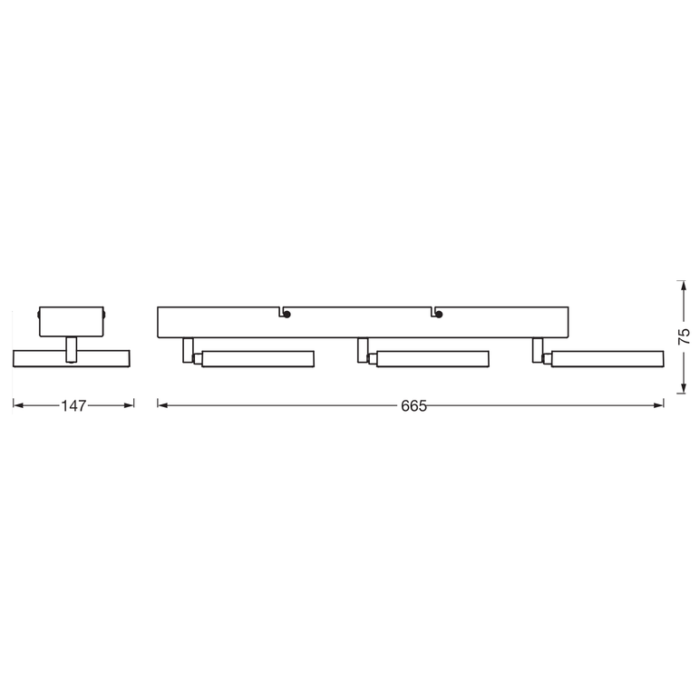 Spot led triplu ajustabil ledvance decor saturn, 29w, 3270 lm, lumina alba (3000k-6500k), ip20, 666mm, alb, clasa energetica f,  Spoturi aplicate | electropc.ro