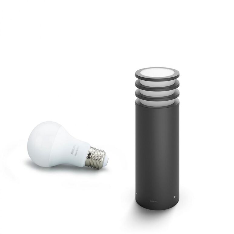 Stalp led pentru exterior philips hue lucca, 1xe27, 9w (60w), 806 lm, lumina calda (2700k), ip44, 400x142mm, antracit,  Aplice de exterior | electropc.ro