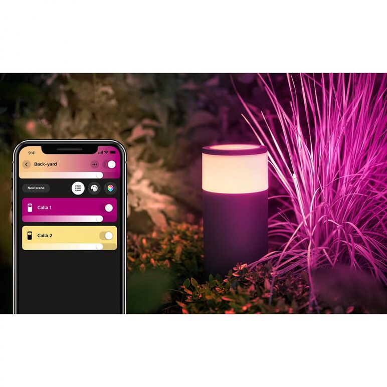 Stalp led rgb extensie pentru iluminat exterior philips hue calla, 8w (49w), 590 lm, lumina alba si color (2000-6500k), ip44, 252x104mm, negru,  Aplice de exterior | electropc.ro