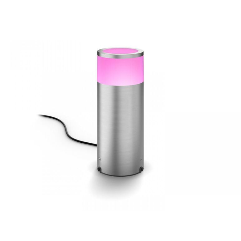 Stalp led rgb pentru iluminat exterior philips hue calla, 8w (49w), 590 lm, lumina alba si color (2000-6500k), ip44, 252x102mm, inox,  Aplice de exterior | electropc.ro
