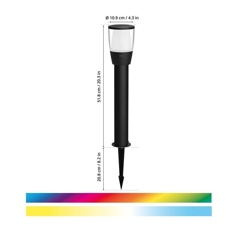 Stalp led rgb pentru iluminat exterior wiz connected elpas bollard, 4.8w, 400 lm, lumina alba si color (2700-5000k), ip65, 52x11cm, negru,  Aplice de exterior | electropc.ro
