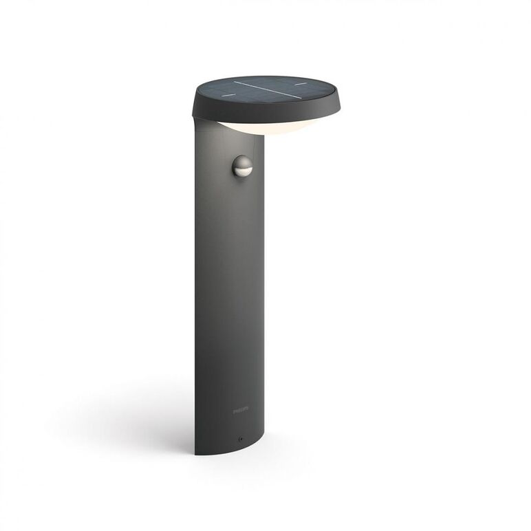 Stalp led solar pentru exterior cu senzor de miscare philips tyla, 1.2w, 4v, 255 lm, lumina calda (3000k), ip44, 400x160mm, antracit,  Aplice de exterior | electropc.ro