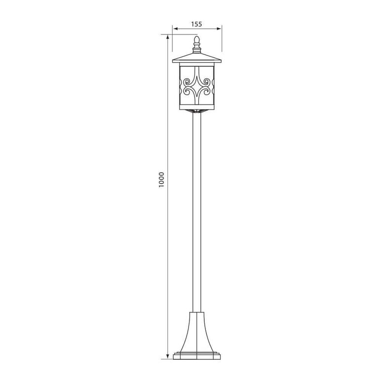 Stalp pentru iluminat exterior vivalux jardin, e27, max. 1x60w, ip44, 155x155x1000mm, coffee, bec neinclus,  Aplice de exterior | electropc.ro