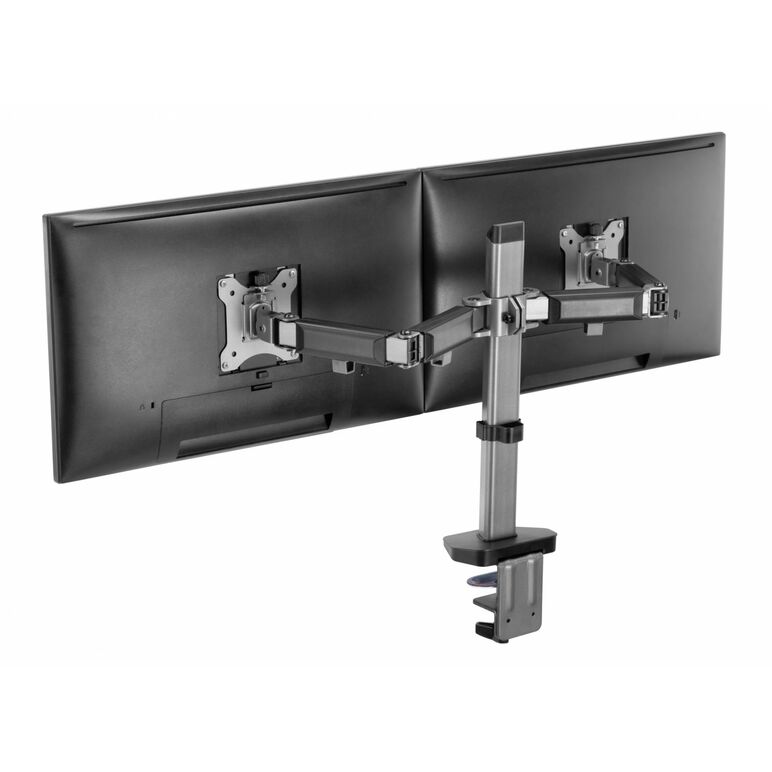 Suport 2 monitoare serioux mm55-c024, compatibilitate  dimensiune ecran 17"-32",  greutate maximă suportata: (per ecran): 9kg, vesa: 75x75, 100x100, inclinare: +70°~-70°, pivotare: +90°~-90°, rotația ecranului: + 180°~-180°, instalare: clemă, grommet, gro,  Suporturi TV & Monitor | electropc.ro