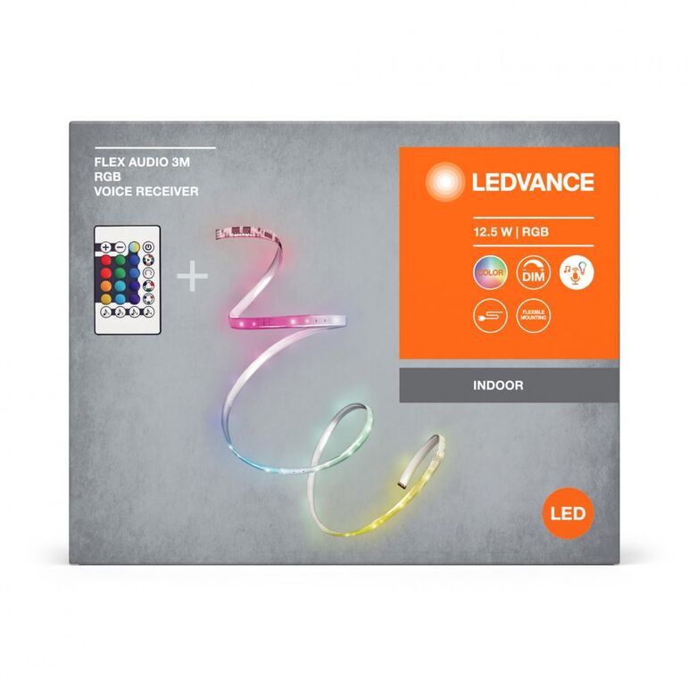 Kit banda led rgb ledvance flex audio cu telecomanda, 12.5w, 220-240v, lumina color, dimabila, sincronizare muzica, ip20, 3 metri,  Benzi LED si accesorii | electropc.ro