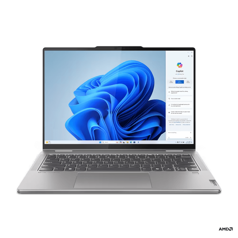 Laptop lenovo yoga 7 2-in-1 14ahp9 cu procesor amd ryzen™ 7 8840hs pana la 5.1ghz, 14" wuxga oled, 60hz, dolby® vision™, displayhdr™, glass, touch, lenovo® digital pen, 16gb lpddr5x, 1tb ssd, amd radeon™ 780m graphics, windows® 11 home, arctic grey,  Laptopuri | electropc.ro