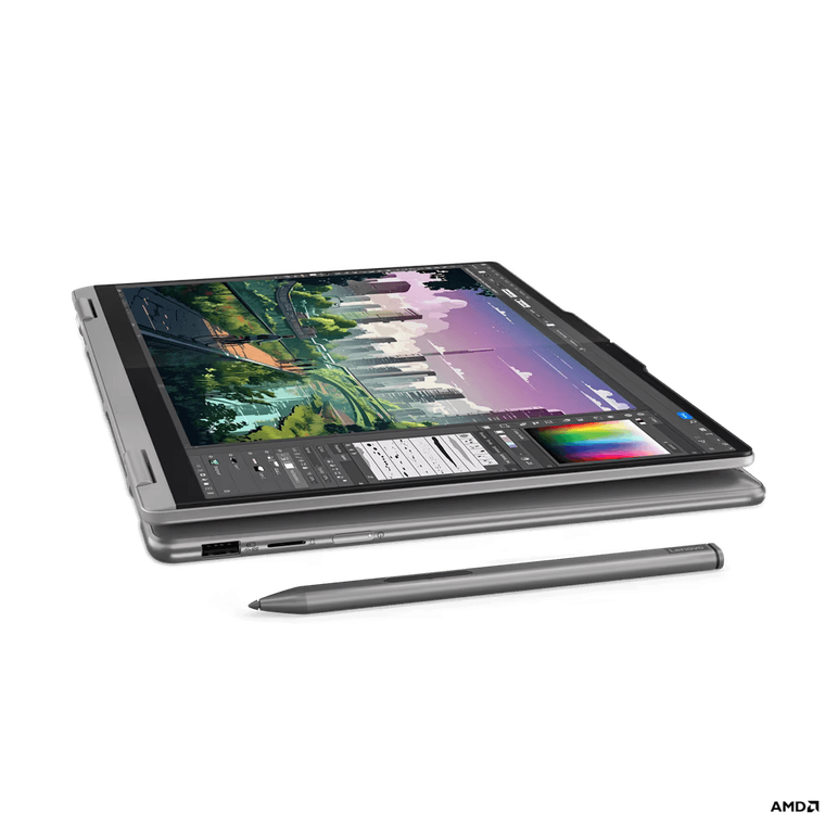 Laptop lenovo yoga 7 2-in-1 14ahp9 cu procesor amd ryzen™ 7 8840hs pana la 5.1ghz, 14" wuxga oled, 60hz, dolby® vision™, displayhdr™, glass, touch, lenovo® digital pen, 16gb lpddr5x, 1tb ssd, amd radeon™ 780m graphics, windows® 11 home, arctic grey,  Laptopuri | electropc.ro