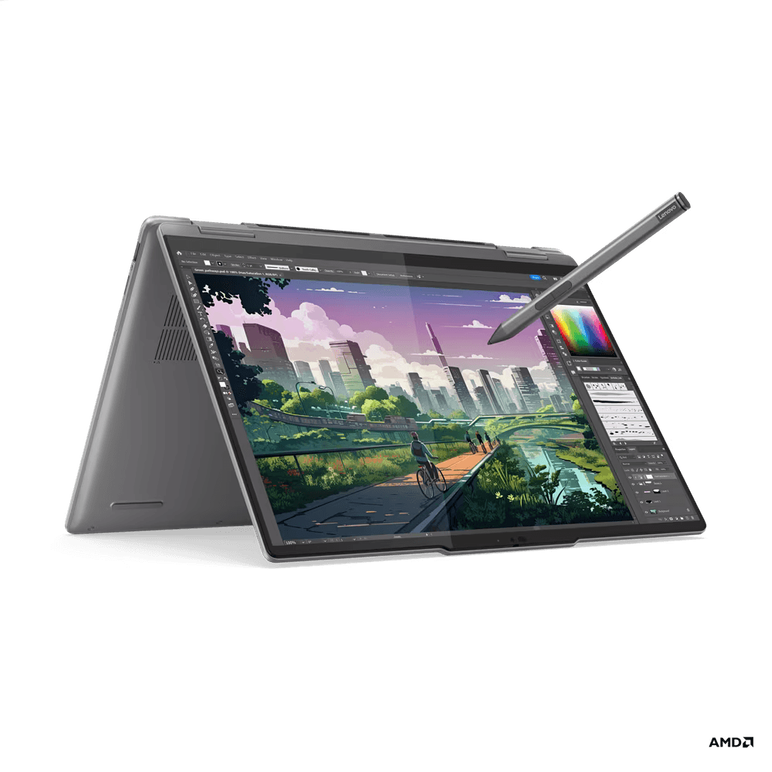 Laptop lenovo yoga 7 2-in-1 14ahp9 cu procesor amd ryzen™ 7 8840hs pana la 5.1ghz, 14" wuxga oled, 60hz, dolby® vision™, displayhdr™, glass, touch, lenovo® digital pen, 16gb lpddr5x, 1tb ssd, amd radeon™ 780m graphics, windows® 11 home, arctic grey,  Laptopuri | electropc.ro