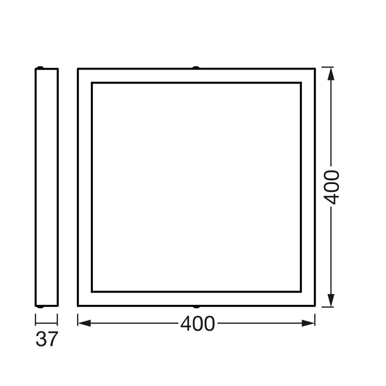 Panou led inteligent ledvance smart+ wifi orbis square downlight surface, 22w, 2300 lm, lumina alba (3000-6500k), dimabila, ip20, 400x400x37mm, alb, clasa energetica f,  Lampi de interior | electropc.ro
