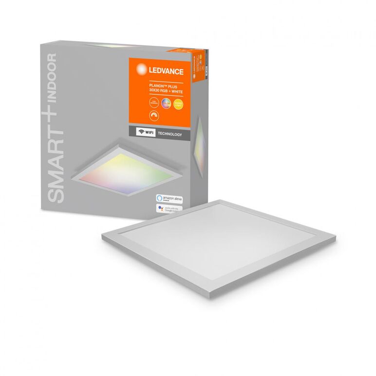 Panou led rgb inteligent ledvance smart+ wifi planon 300, 20w, 2300 lm, lumina alba si color (3000k), ip20, 300x300x56mm, aluminiu, alb,  Lampi de interior | electropc.ro