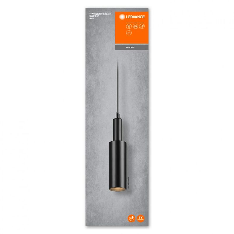 Pendul cu montaj pe sina ledvance tracklight, 1xgu10 (neinclus), max 35w, ip20, lungime cablu 1.5m, negru,  Lampi de interior | electropc.ro