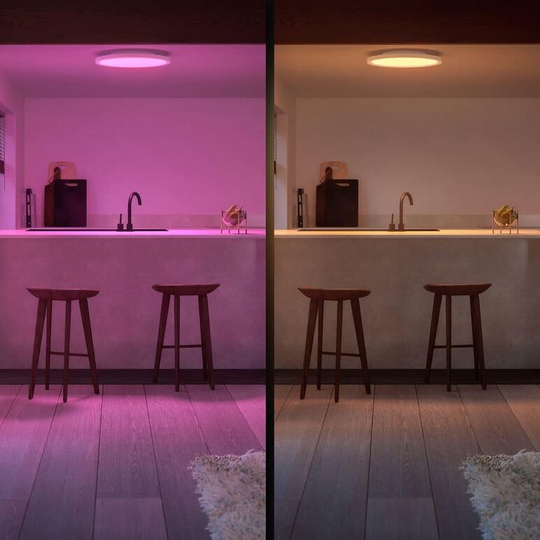 Plafoniera inteligenta led rgb philips hue surimu, bluetooth, 40w, 2850 lm, lumina alba si color (2000-6500k), ip20, 39.5cm, aluminiu, alb,  Lampi de interior | electropc.ro