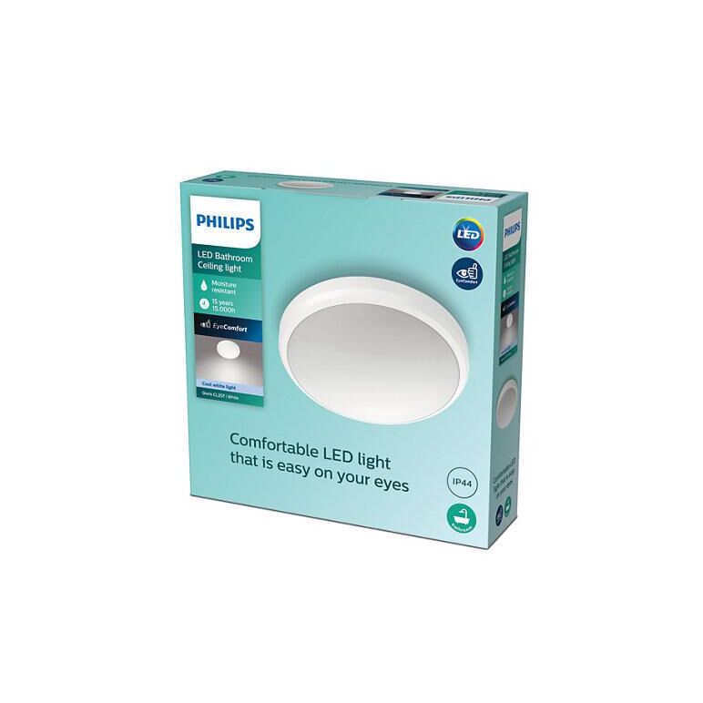 Plafoniera led philips doris cl257, 6w, 640 lm, lumina neutra (4000k), ip44, 22cm, alb,  Lampi de interior | electropc.ro