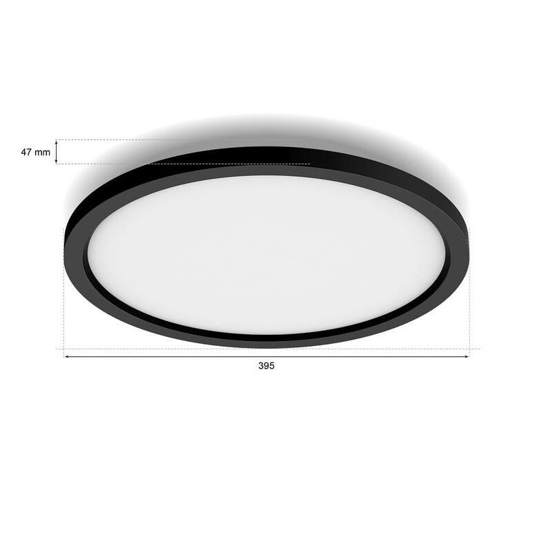 Plafoniera led philips hue aurelle, bluetooth, 24.5w, 2450 lm, lumina alba (2200-6500k), ip20, 39.5cm, aluminiu, negru, intrerupator cu variator inclus,  Lampi de interior | electropc.ro