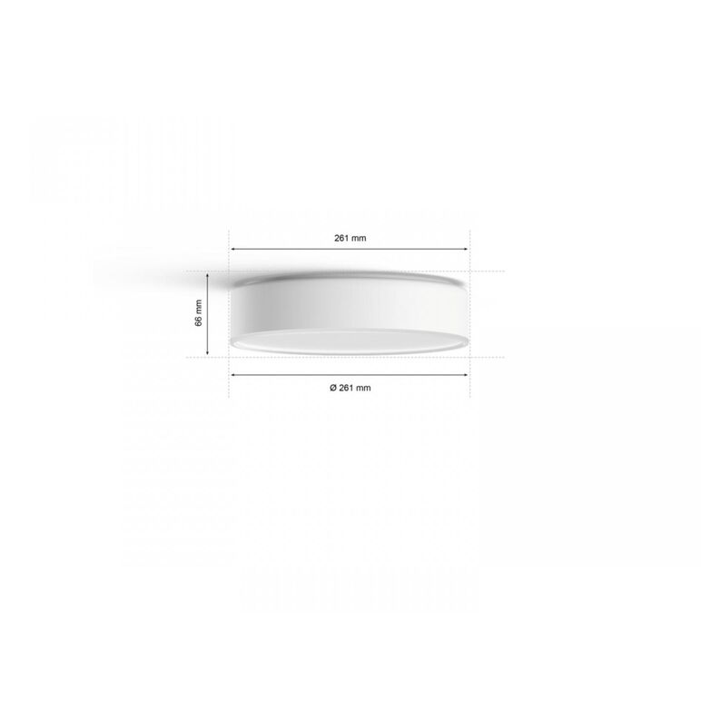 Plafoniera led philips hue enrave, bluetooth, 9.6w, 1220 lm, lumina alba (2200-6500k), ip20, 26.1cm, alb, intrerupator cu variator inclus,  Lampi de interior | electropc.ro