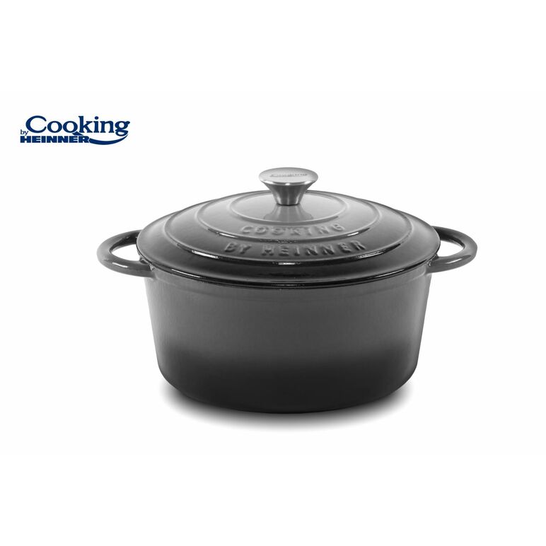 Semioala fonta emailata + capac 28x13 cm, 6l, marble gray, cooking by heinner,  Tavi copt | electropc.ro