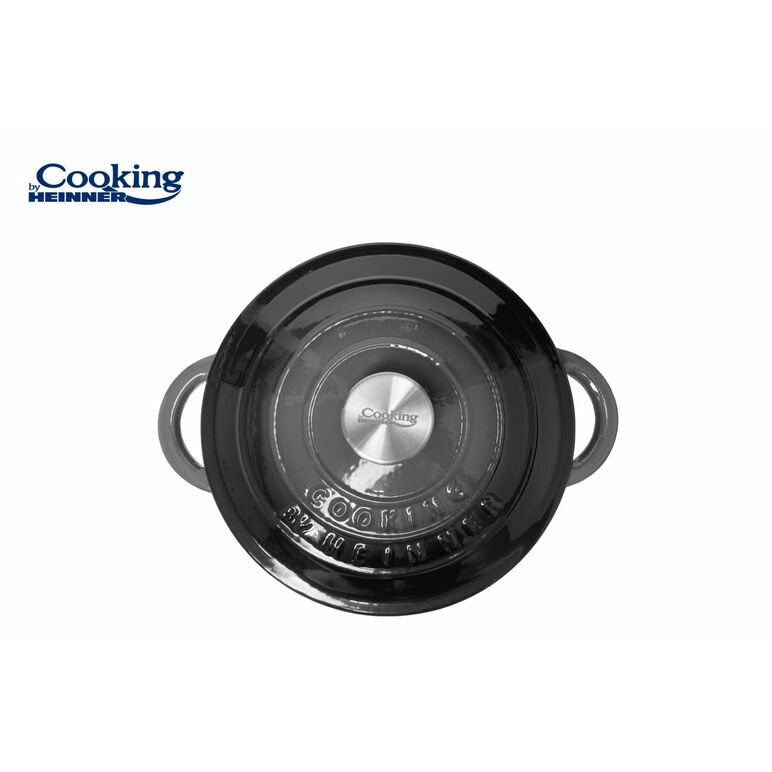 Semioala fonta emailata + capac 28x13 cm, 6l, marble gray, cooking by heinner,  Tavi copt | electropc.ro