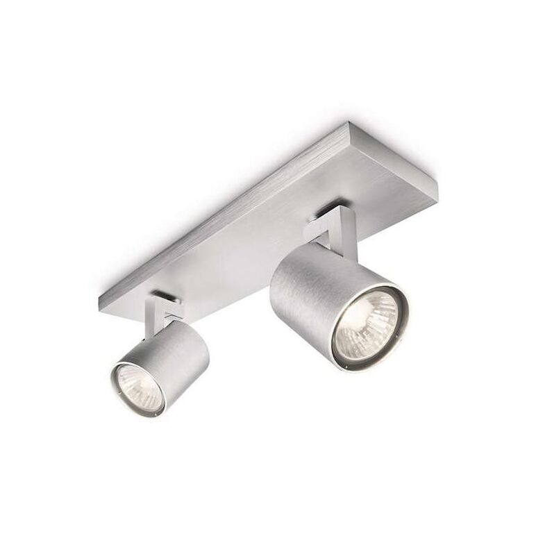 Spot dublu philips runner, 2xgu10, 2x20w, ip20, 10.9x30.5x9cm, metal, argintiu,  Lampi de interior | electropc.ro