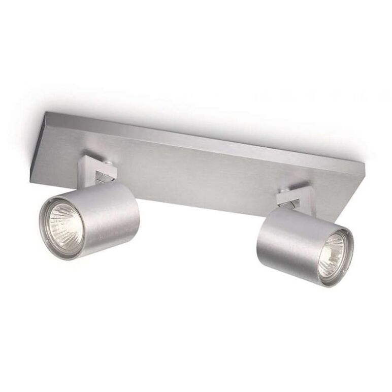 Spot dublu philips runner, 2xgu10, 2x20w, ip20, 10.9x30.5x9cm, metal, argintiu,  Lampi de interior | electropc.ro