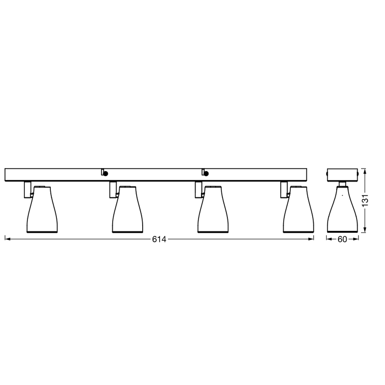 Spot led cvadruplu ajustabil ledvance pear, 4xgu10, 4x4.3w, 1400 lm, lumina calda (2700k), ip20, 614x131x60mm, metal/plastic, alb,  Lampi de interior | electropc.ro