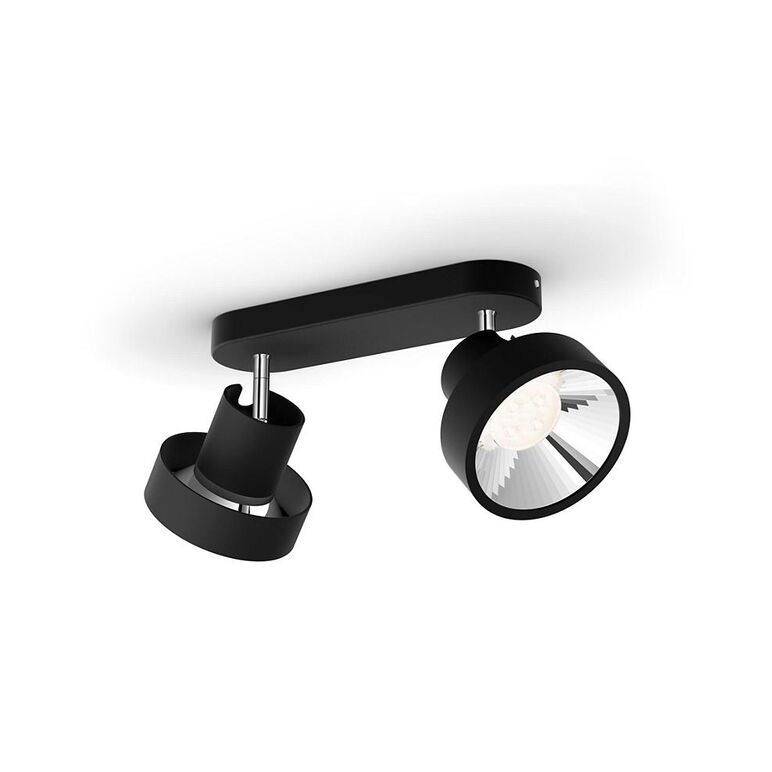 Spot led dublu philips bukko, 24v, 2x4.3w, 800 lm, intensitate variabila, lumina calda (2200-2700k), ip20, 17x36.6x11cm, metal, negru,  Lampi de interior | electropc.ro