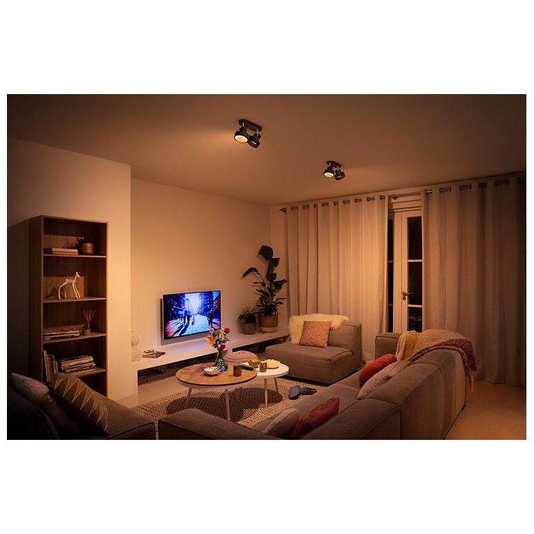 Spot led dublu philips bukko, 24v, 2x4.3w, 800 lm, intensitate variabila, lumina calda (2200-2700k), ip20, 17x36.6x11cm, metal, negru,  Lampi de interior | electropc.ro
