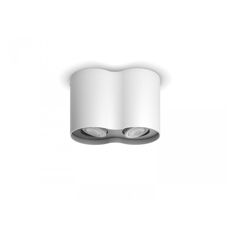Spot led dublu philips hue pillar, bluetooth, 2xgu10, 2x5w, 700 lm, lumina alba (2200-6500k), ip20, 19.3x10.3cm, metal, alb,  intrerupator cu variator inclus,  Lampi de interior | electropc.ro