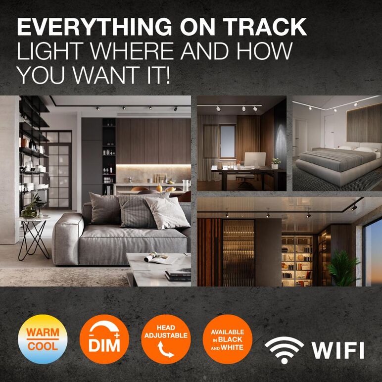 Spot led inteligent pe sina ledvance smart+ wifi tracklight spot circle, 6.5w, 480 lm, lumina alba (3000-6500k), dimabila, ip20, reglabil, Ø120x95mm, negru,  Lampi de interior | electropc.ro