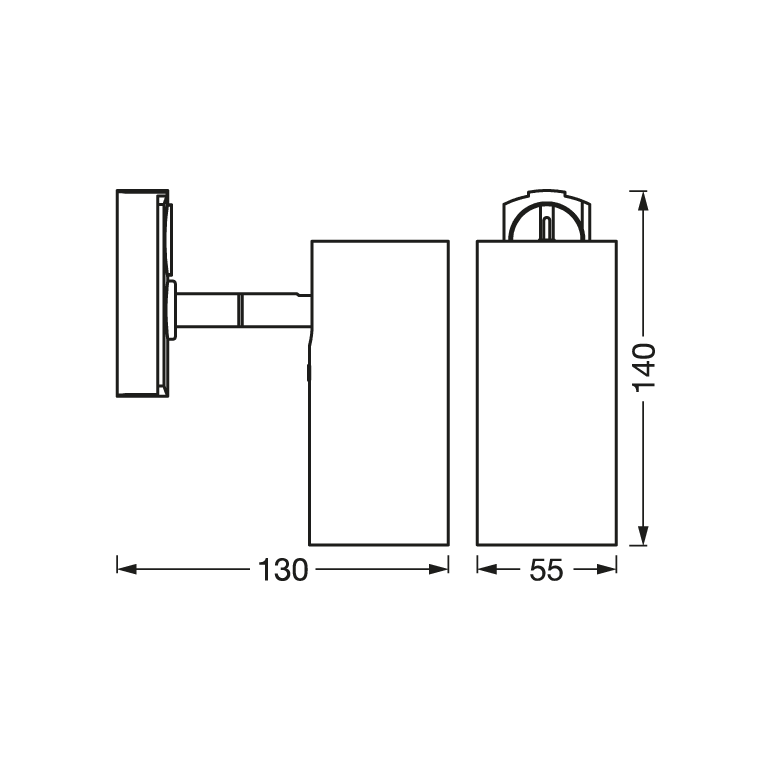 Spot led pe sina ledvance tracklight l cylinder, 1xgu10 (neinclus), max 35w, ip20, reglabil, Ø55x140mm, negru,  Lampi de interior | electropc.ro