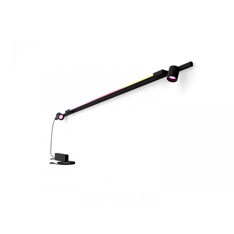 Spot led rgb philips hue perifo, kit de baza, 2 spoturi + tub lumina gradient, bluetooth, control vocal, 24v, lumina alba si color ( 2000-6500k), ip20, 200.4cm, negru,  Lampi de interior | electropc.ro