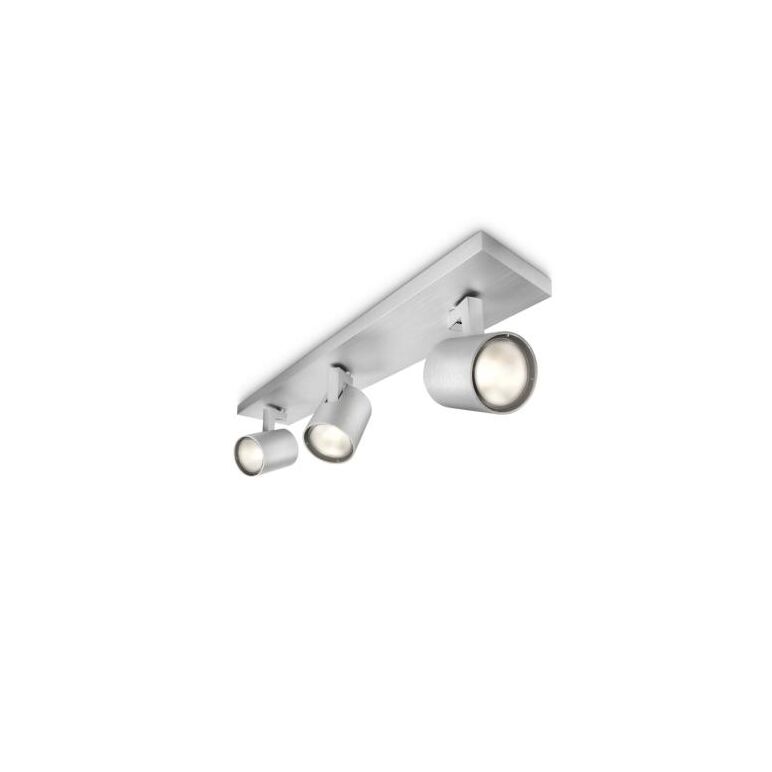 Spot triplu philips runner, 3xgu10, 3x20w, ip20, 10.9x48x9cm, metal, argintiu,  Lampi de interior | electropc.ro