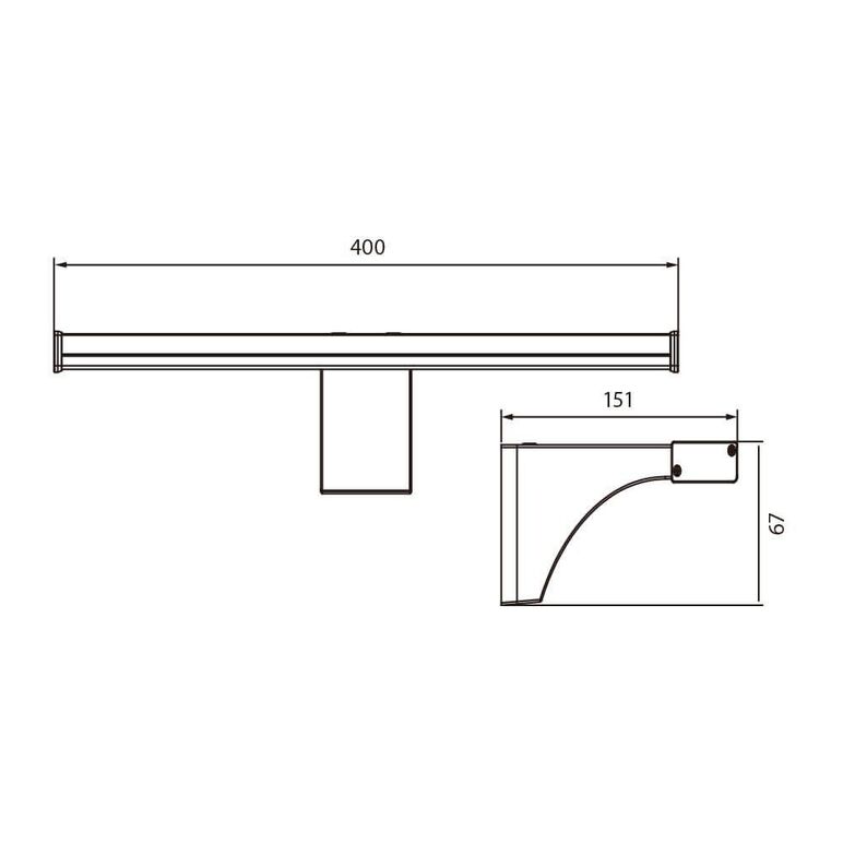 Aplica led pentru baie vivalux zoe, 8w, 700 lm, lumina neutra (4000k), 110°, ip44, 400x151x67mm, 25000h, nichel satinat,  Lampi de interior | electropc.ro