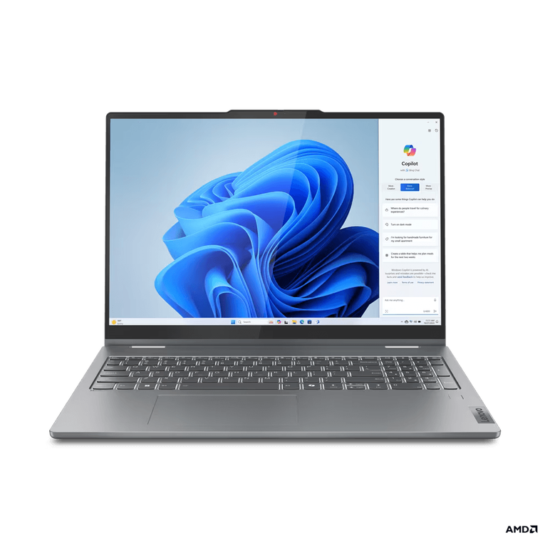 Laptop lenovo ideapad 5 2-in-1 16ahp9, 16" wuxga (1920x1200) ips 300nits glossy, 45% ntsc, 60hz, tÜv low blue light, glass, touch, amd ryzen™ 7 8845hs (8c / 16t, 3.8 / 5.1ghz, 8mb l2 / 16mb l3), video integrated amd radeon™ 780m graphics, ram 16gb soldere,  Laptopuri | electropc.ro