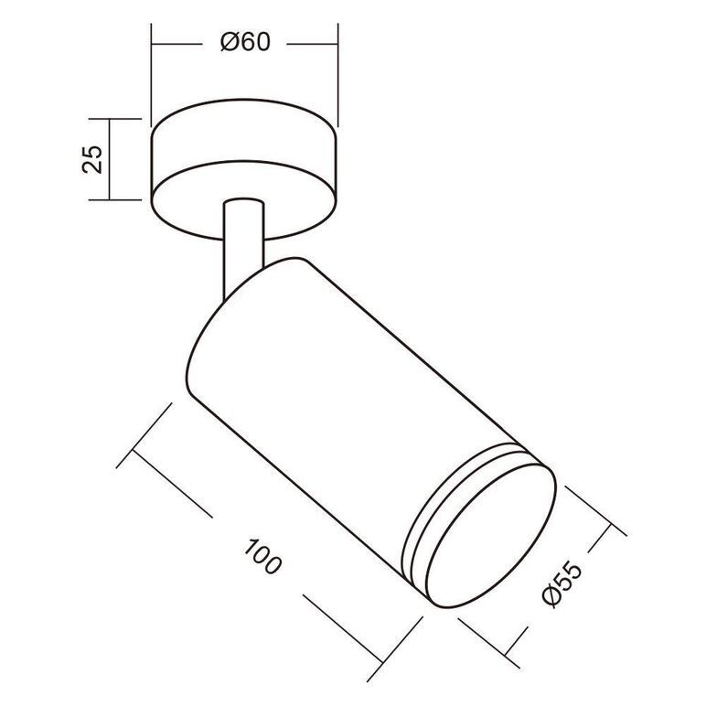 Spot reglabil vivalux round king, gu10, max. 35w,  ip20, Ø60x180mm, negru, bec neinclus,  Lampi de interior | electropc.ro