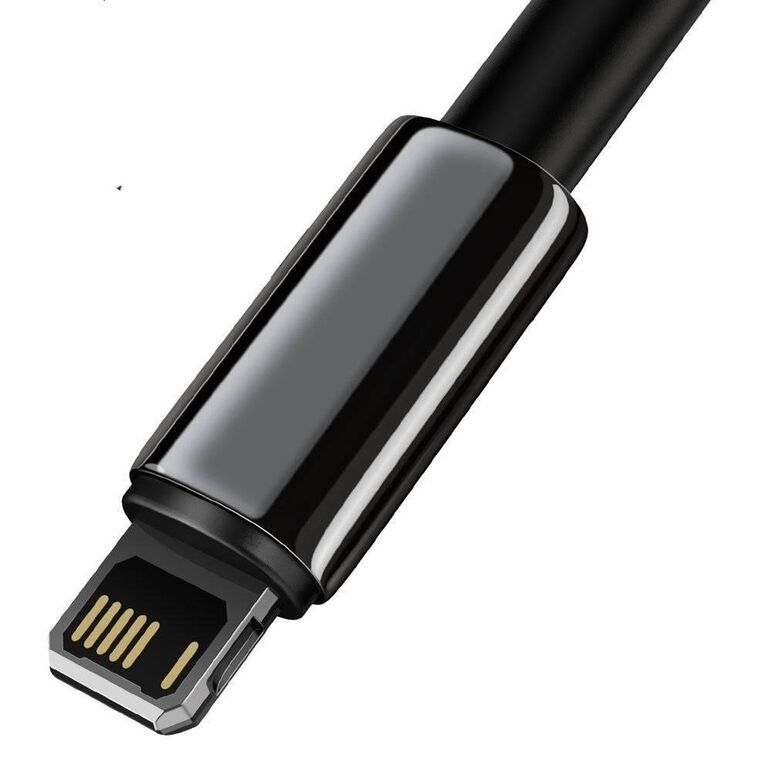 Cablu alimentare si date baseus tungsten gold, fast charging data cable pt. smartphone, usb la lightning iphone 2.4a, braided, 2m, rezistent zgarieturi, negru,  Cabluri periferice | electropc.ro