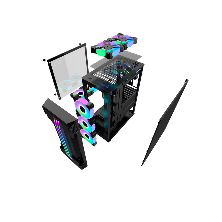 Carcasa pro gaming zerg mid tower argb negru,  Carcase | electropc.ro